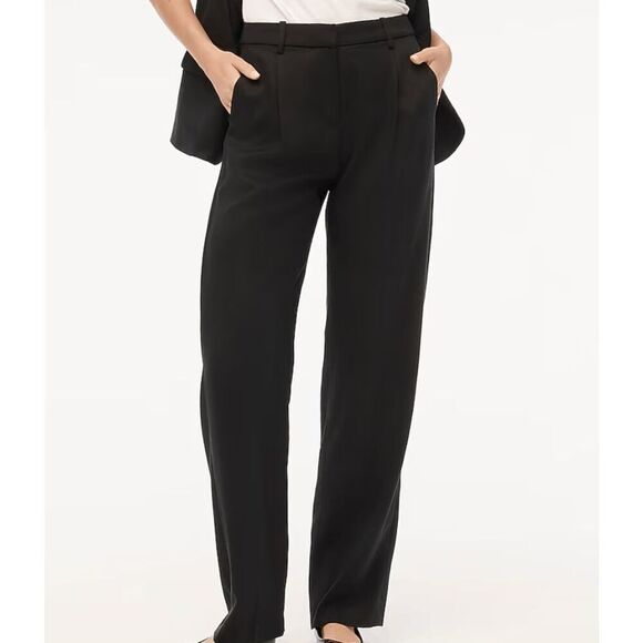 J.‎ Crew Factory Wide-leg pleated twill trouser pant Black Size 14 NWT - Picture 1 of 8